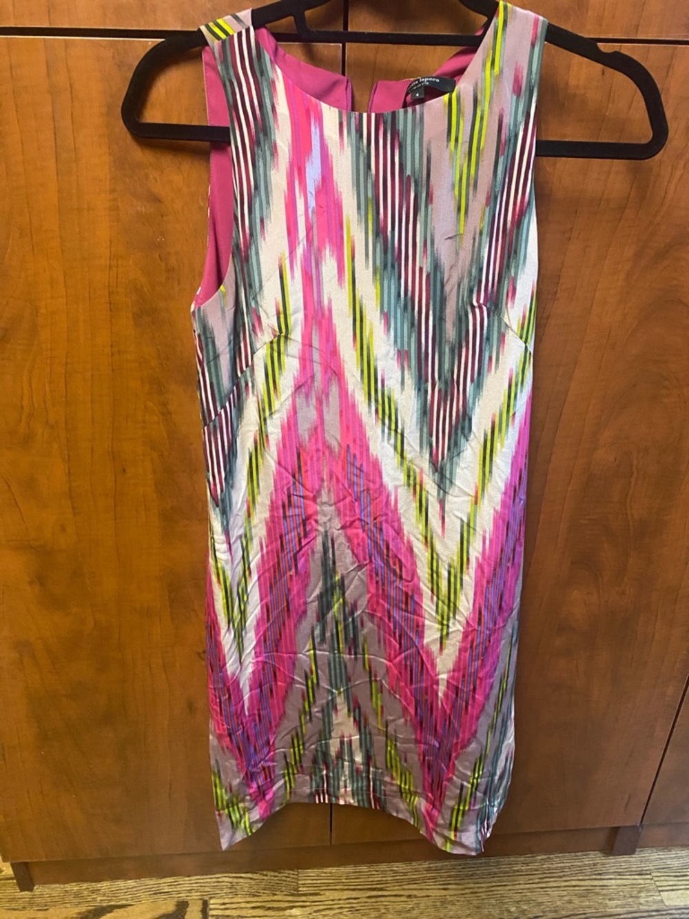 Nanette Lepore Pink Multicolor Abstract Sheath Dress with Lime & Teal Accents